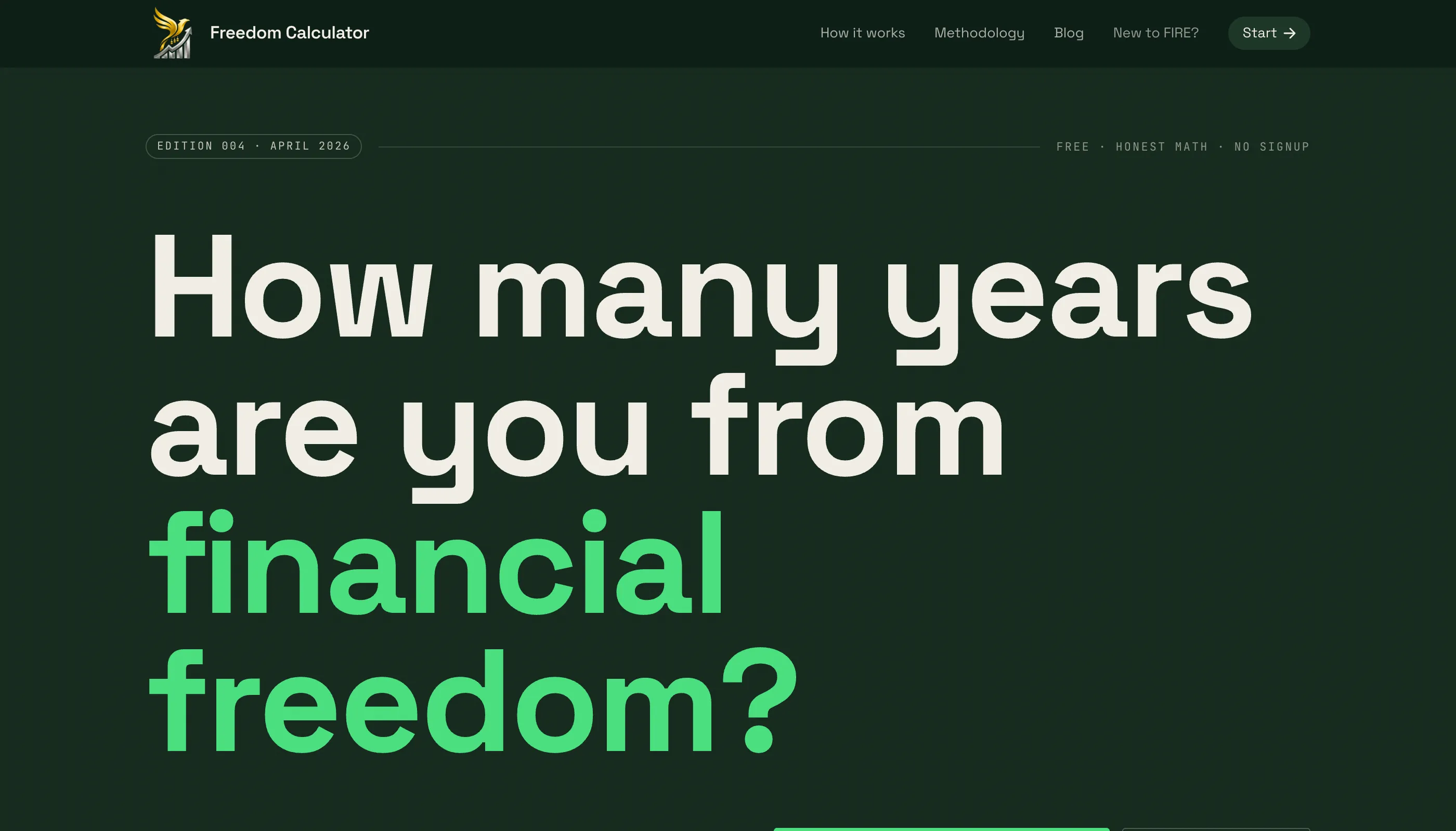 A FIRE calculator that quietly funds itself.  project screenshot