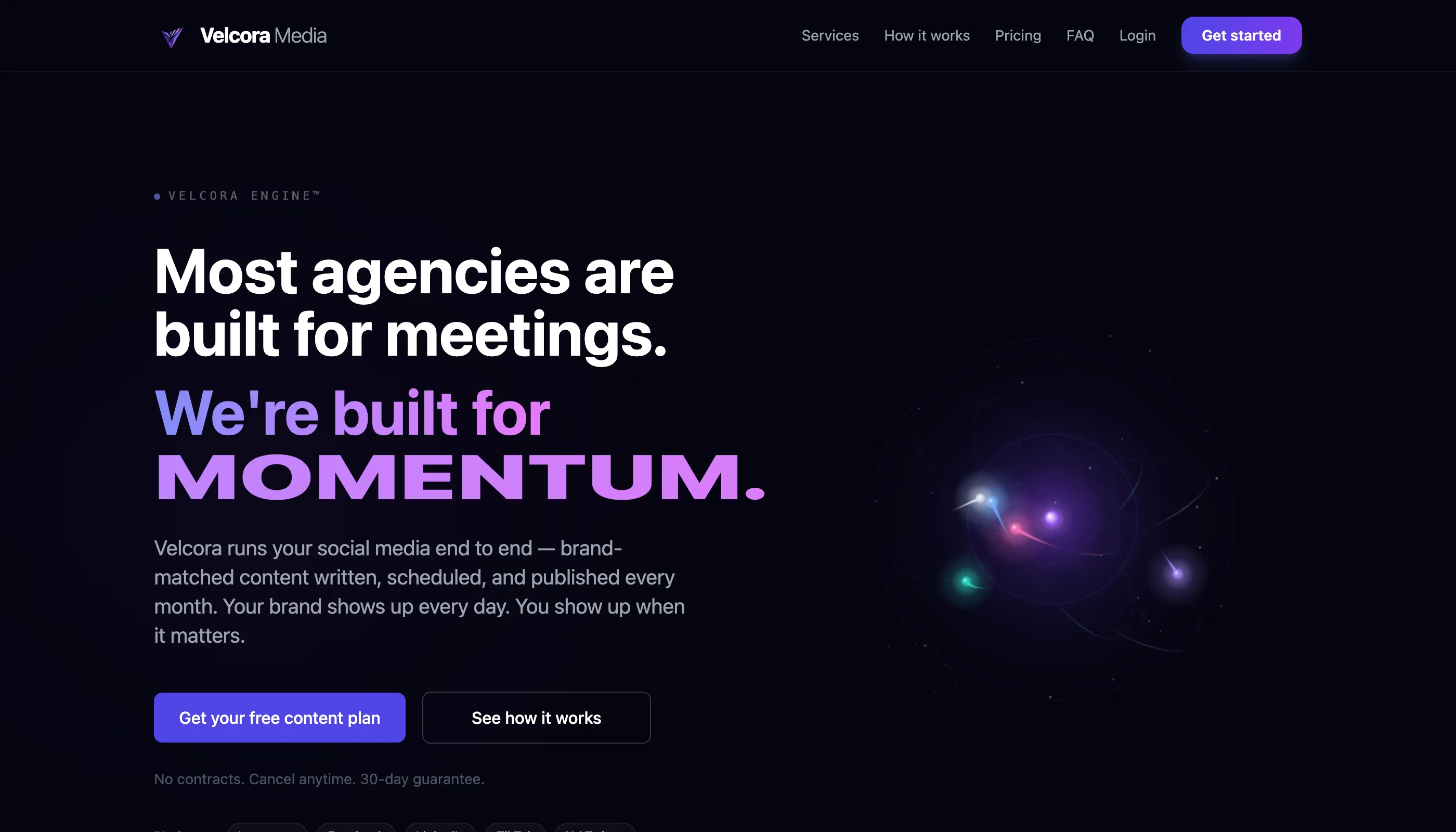 A marketing site for a no-meeting social-media service.  project screenshot
